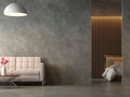 Loft style living room and bedroom with polished cocrete 3d render Royalty Free Stock Photo