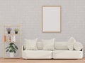 Loft style living room and brick wall ,mock up frame  and copy space- Royalty Free Stock Photo