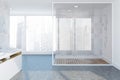 Loft white luxury bathroom interior, shower, sink Royalty Free Stock Photo