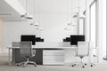 Loft white office interior, front view Royalty Free Stock Photo