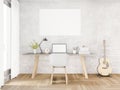 Loft working space ,mock up ,copy space ,3d rendering Royalty Free Stock Photo