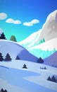 Lofty mountains, firs, and snow - abstract digital art