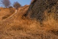 Log blockade at fortress gate Royalty Free Stock Photo