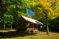 Log cabin, autumn, almelund, minnesota Royalty Free Stock Photo