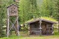 A log cabin and cache in alaska Royalty Free Stock Photo