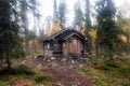 Log Cabin in in Deep Taiga Forest Royalty Free Stock Photo