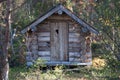 Log Cabin in in Deep Taiga Forest Royalty Free Stock Photo