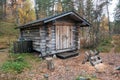 Log Cabin in Deep Taiga Forest Royalty Free Stock Photo