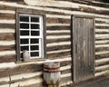 Log cabin door window close-up Royalty Free Stock Photo