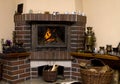 Log Cabin Fireplace Royalty Free Stock Photo