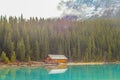 Log cabin on Lake Louise