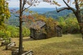 A Log Cabin in the Mountains Overlooking the Valley Royalty Free Stock Photo