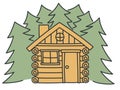 Log cabin, nature summer house vector illustration Royalty Free Stock Photo