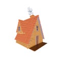 Log cabin with tile roof