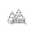 Log cabin vector line icon, sign, illustration on background, editable strokes