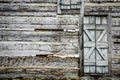 Log cabin wall with rustic door