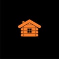 Log cabin in woods icon or logo