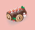 Log cake for Christmas Royalty Free Stock Photo
