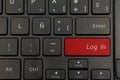 Log in CloseUp in red of Keyboard Royalty Free Stock Photo