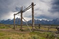 Log fence and Teton Mountains Royalty Free Stock Photo