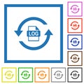 Log file rotation flat framed icons