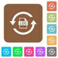 Log file rotation rounded square flat icons