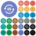 Log file rotation round flat multi colored icons