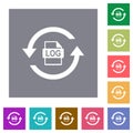 Log file rotation square flat icons