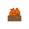 Log fire filled outline icon