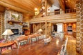 A modern log home dining room Royalty Free Stock Photo