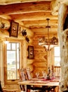 A modern log home dining room Royalty Free Stock Photo