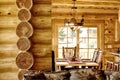 A modern log home dining room Royalty Free Stock Photo