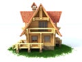 Log house 3d illustration Royalty Free Stock Photo