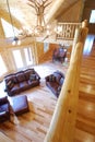 Log house loft and living area Royalty Free Stock Photo
