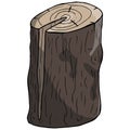 Log icon. Vector illustration of a log, wood texture. Hand drawn log. Block of wood with the cut twig isolated on white background Royalty Free Stock Photo