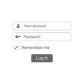 Log in interface vector. Minimalist style, simple and flat design. Royalty Free Stock Photo