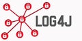 Log4J security vulnerability. Log4Shell. Web network infection concept