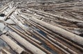 Log Jam of Tree Trunks Floting on a River Royalty Free Stock Photo