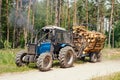 Log loader or forestry machine loading its body Royalty Free Stock Photo