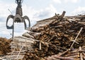 Log loader or forestry machine loads a log truck Royalty Free Stock Photo