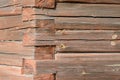 Log masonry. Corner of the log cabin made of logs