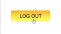 Log out web interface button clicked with mouse cursor orange color, application Royalty Free Stock Photo