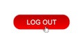 Log out web interface button clicked with mouse cursor red color, application Royalty Free Stock Photo