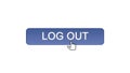 Log out web interface button clicked with mouse cursor violet color, application Royalty Free Stock Photo
