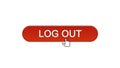 Log out web interface button clicked with mouse cursor wine red, application Royalty Free Stock Photo