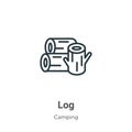 Log outline vector icon. Thin line black log icon, flat vector simple element illustration from editable camping concept isolated Royalty Free Stock Photo