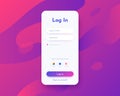 Log in screen. Mobile application interface, registration form with login and password fields. Website UI with buttons Royalty Free Stock Photo