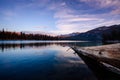 Log on the shore of Horseshoe lake in Mammoth mountains area Royalty Free Stock Photo