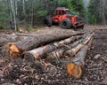 Log skidder and logs Royalty Free Stock Photo
