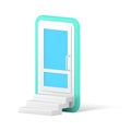 Log in smartphone screen door stairs digital service application account sign up 3d icon vector